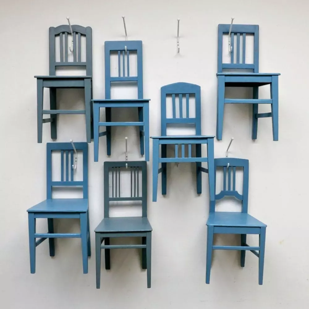 Hongaarse houten blauwe stoel