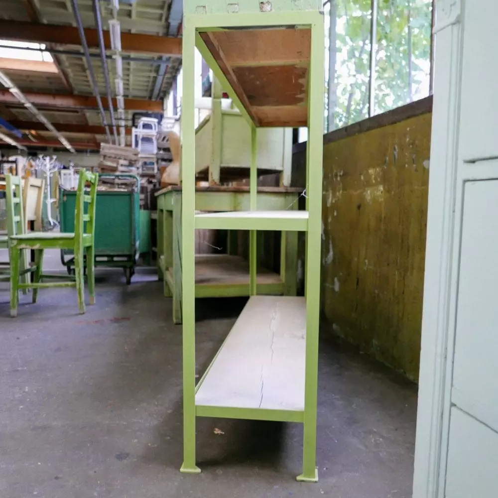 Groene industriële metaal houten kast