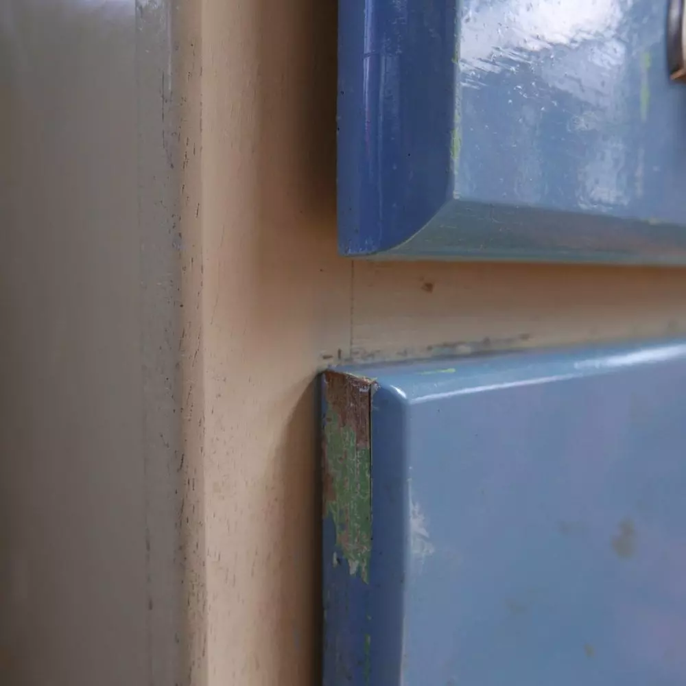 retro blauwe keukenkast