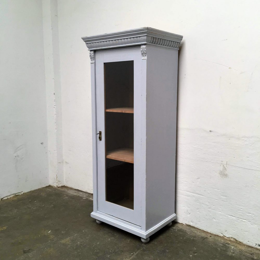 Licht cyaan kleurige houten vitrinekast - Afbeelding 2