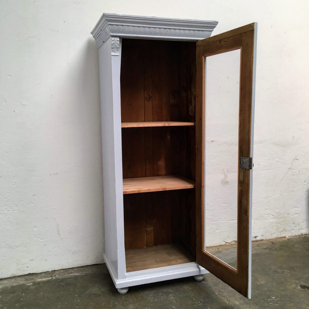 Licht cyaan kleurige houten vitrinekast - Afbeelding 3