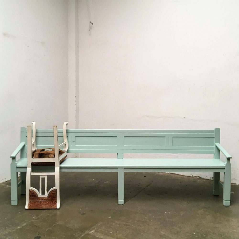 Houten blauwe bank - Afbeelding 5