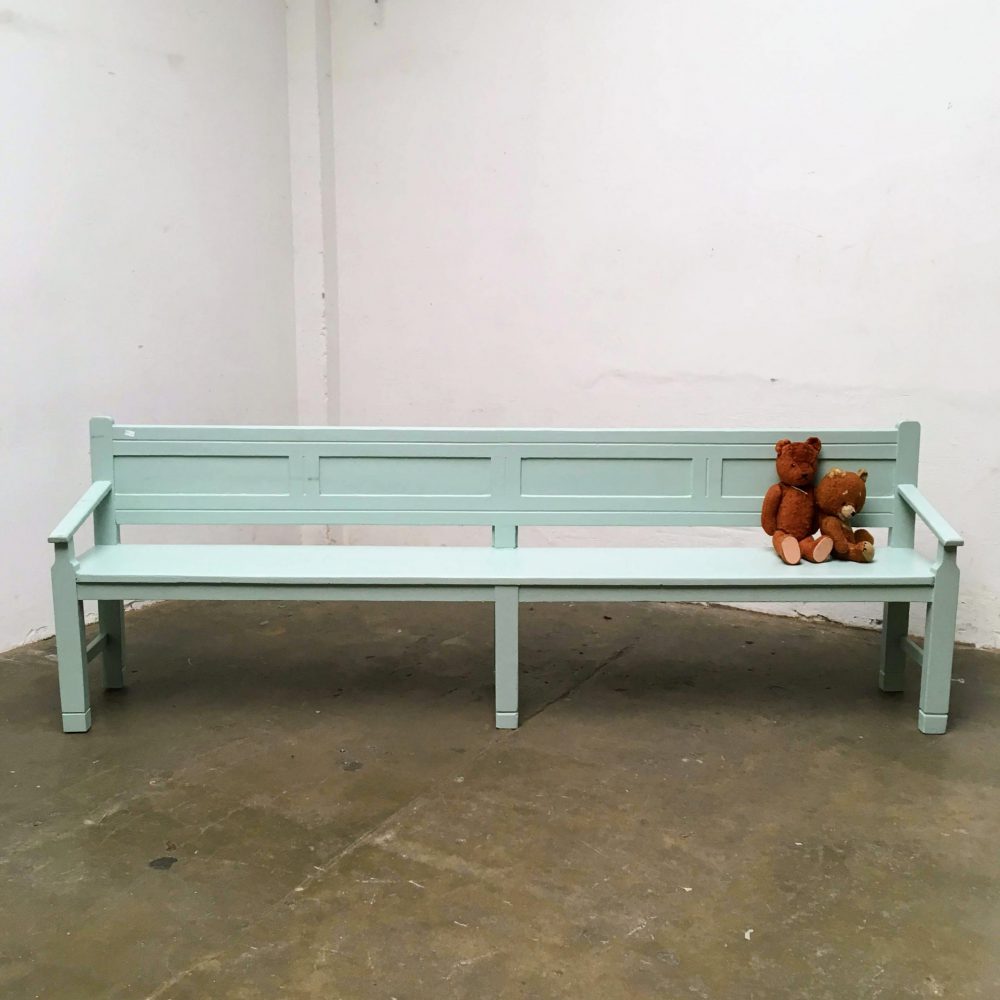 Houten blauwe bank