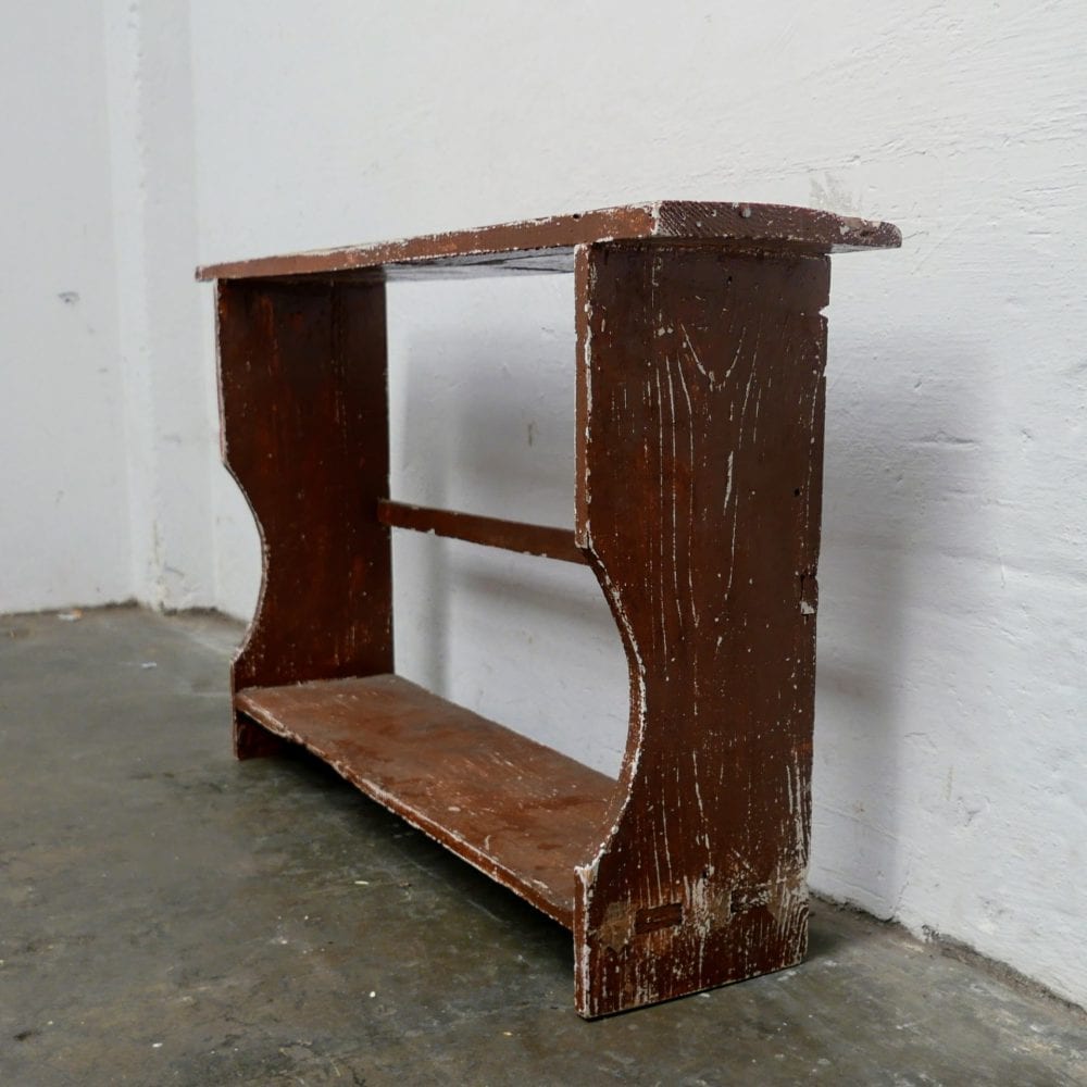 Bruine smalle houten bank