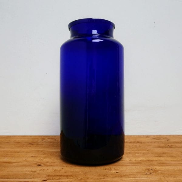 Glazen pot blauw L