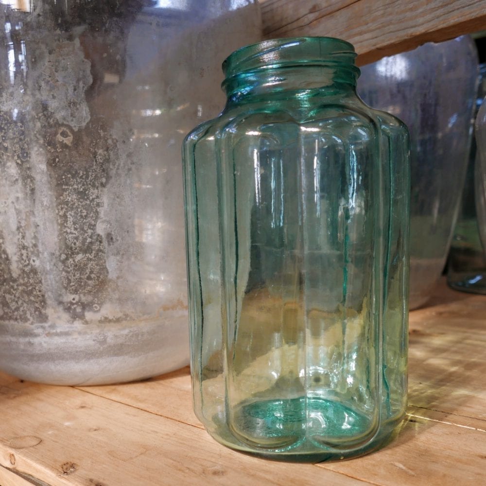 Glazen pot transparant Ribbel M