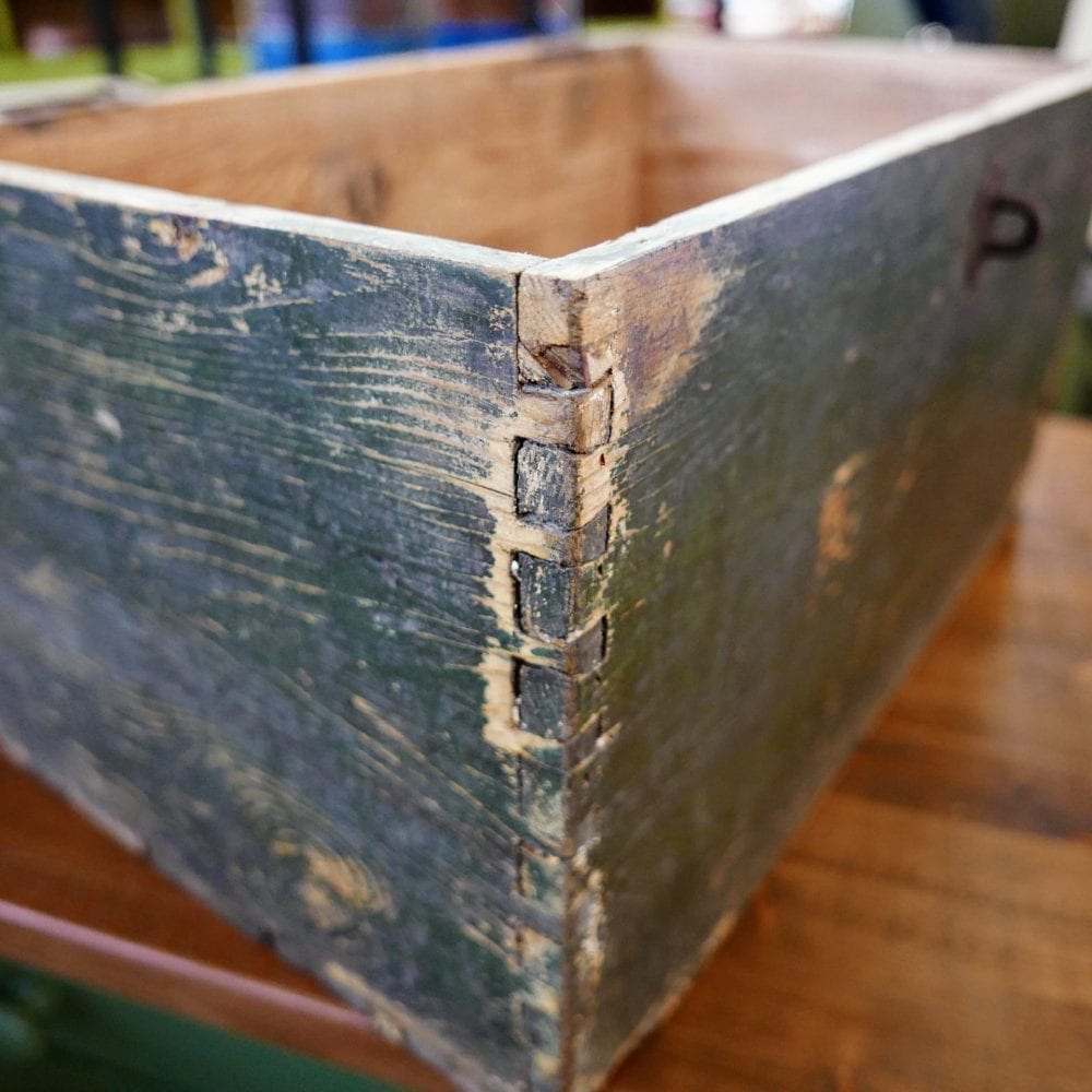 Houten groene kist - Afbeelding 4