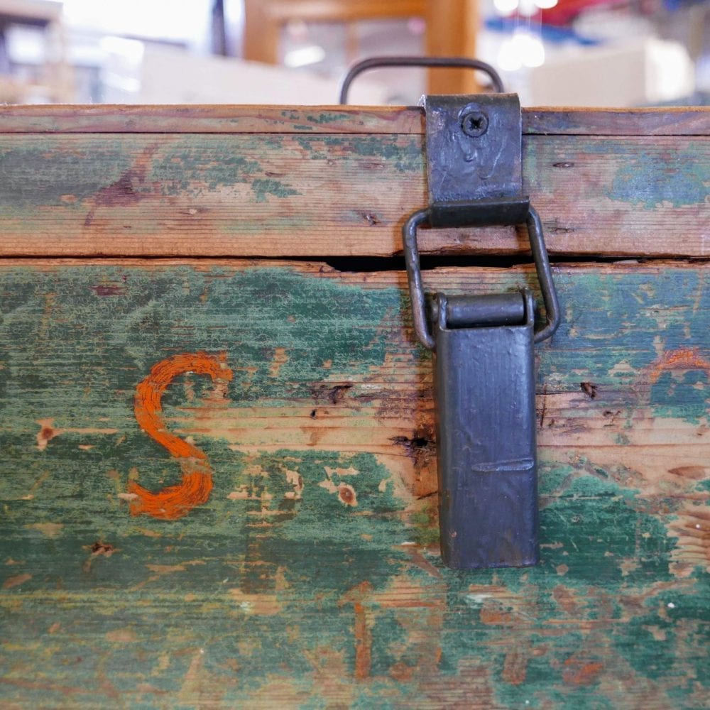 Houten groene kist - Afbeelding 4