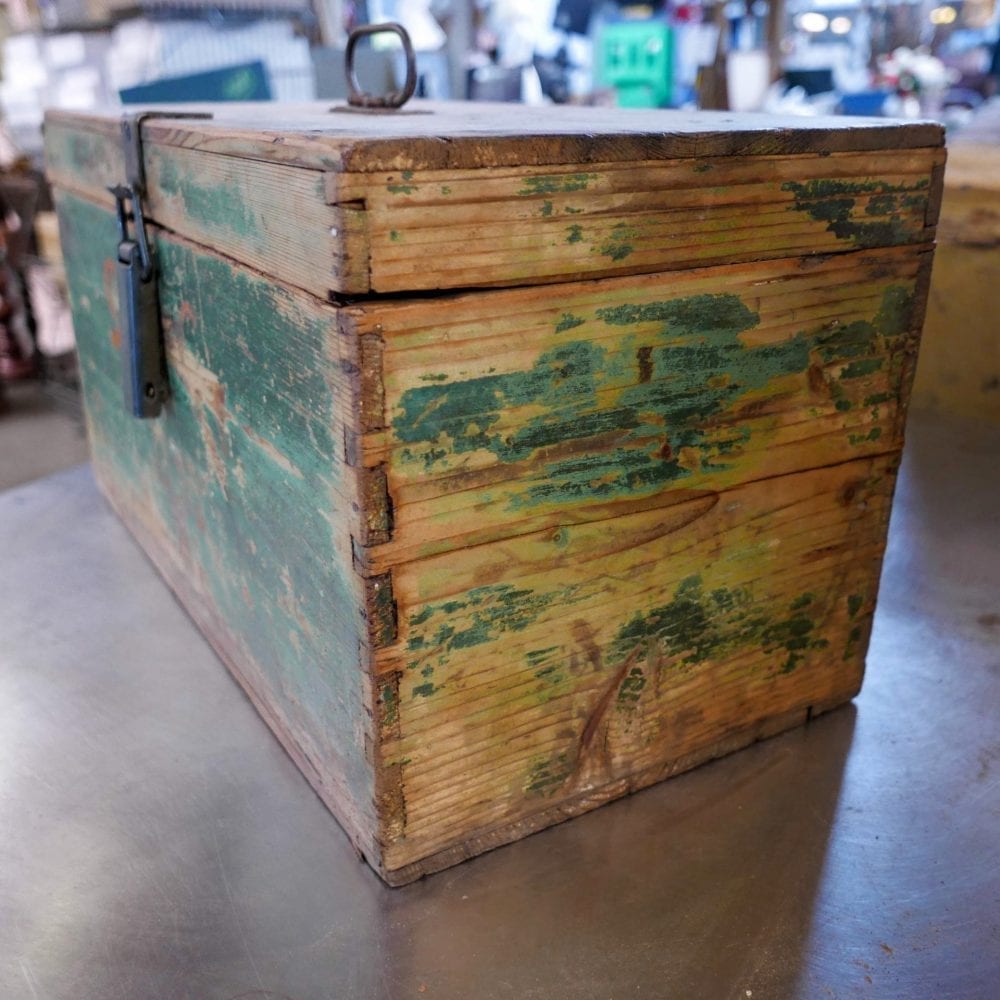 Houten groene kist - Afbeelding 2