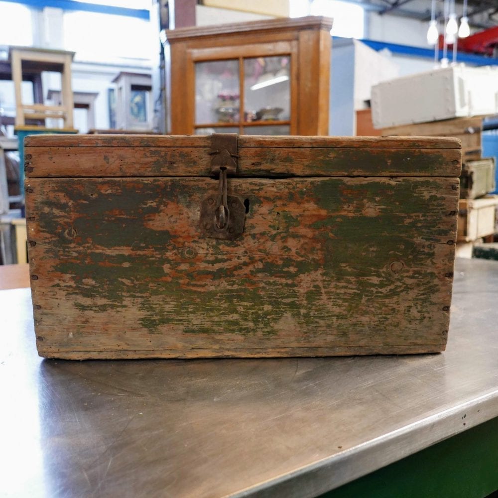 Houten groene kist - Afbeelding 2