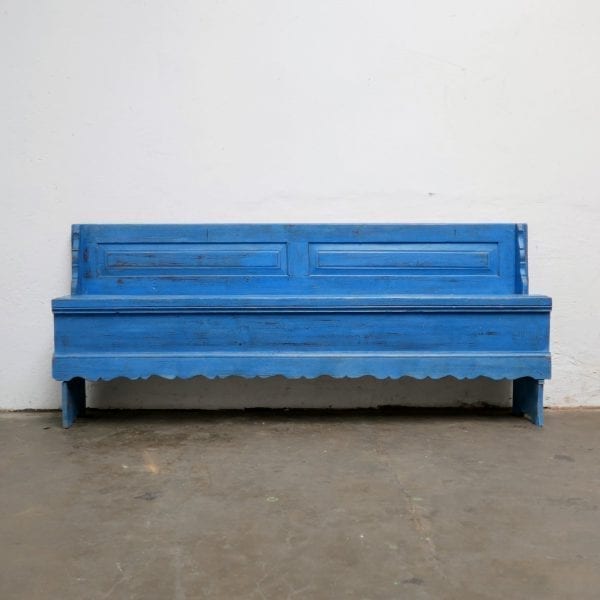 Houten blauwe bank