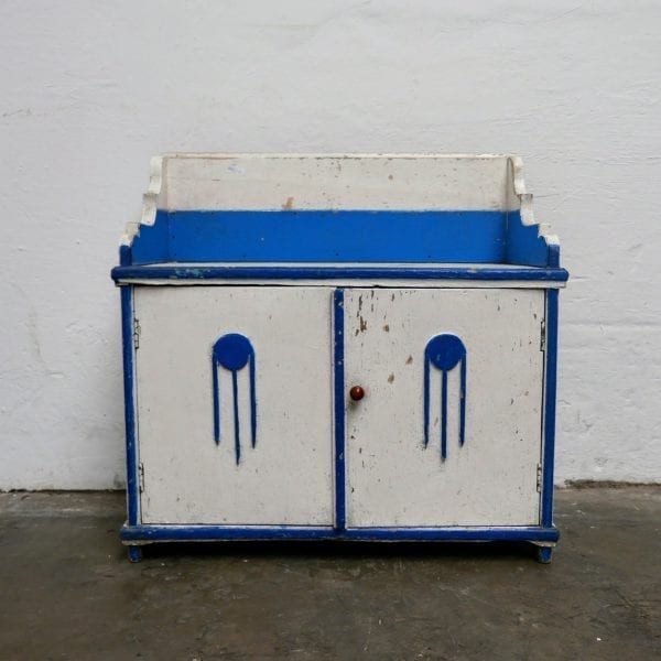 Wit blauw houten kastje