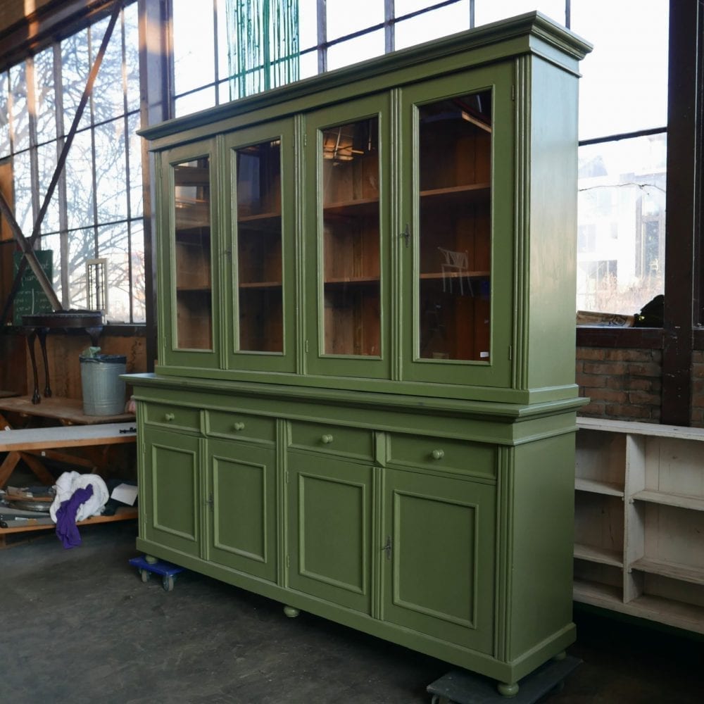 Groene vitrinekast winkelkast