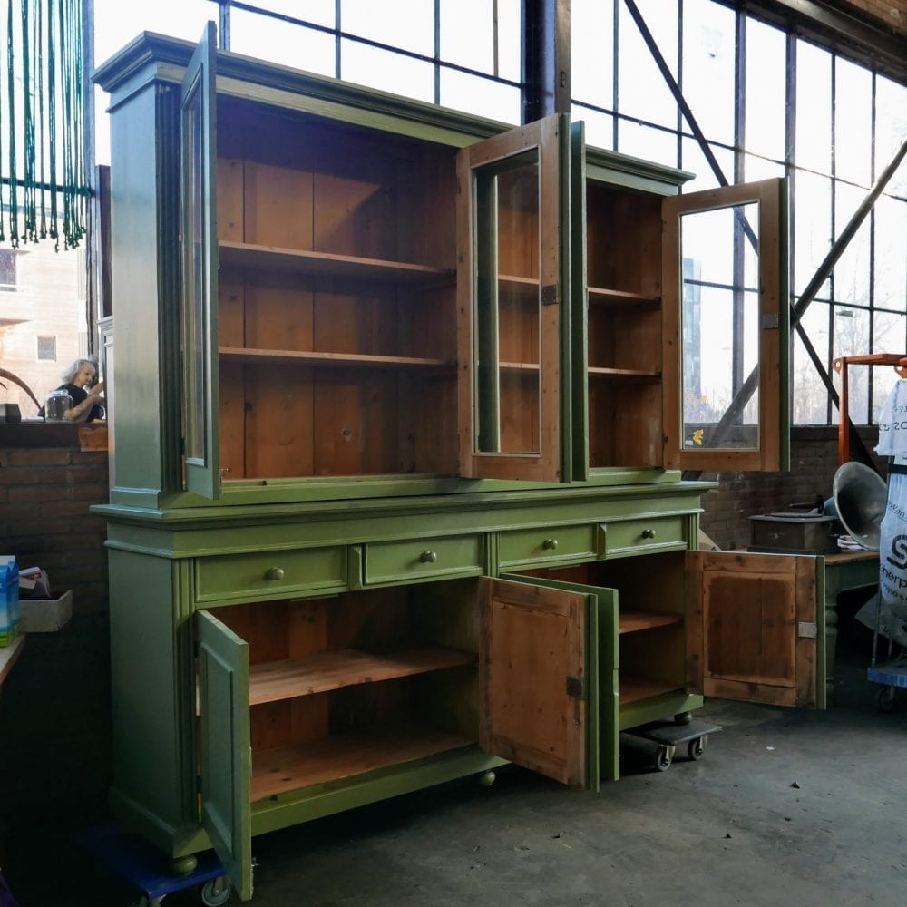 Groene vitrinekast winkelkast