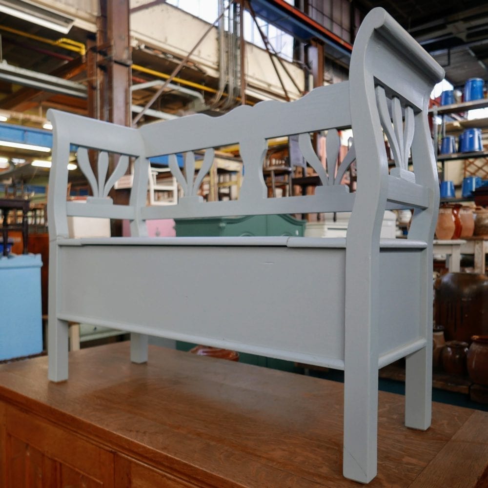 Blauwgrijze houten klepbank - Afbeelding 7