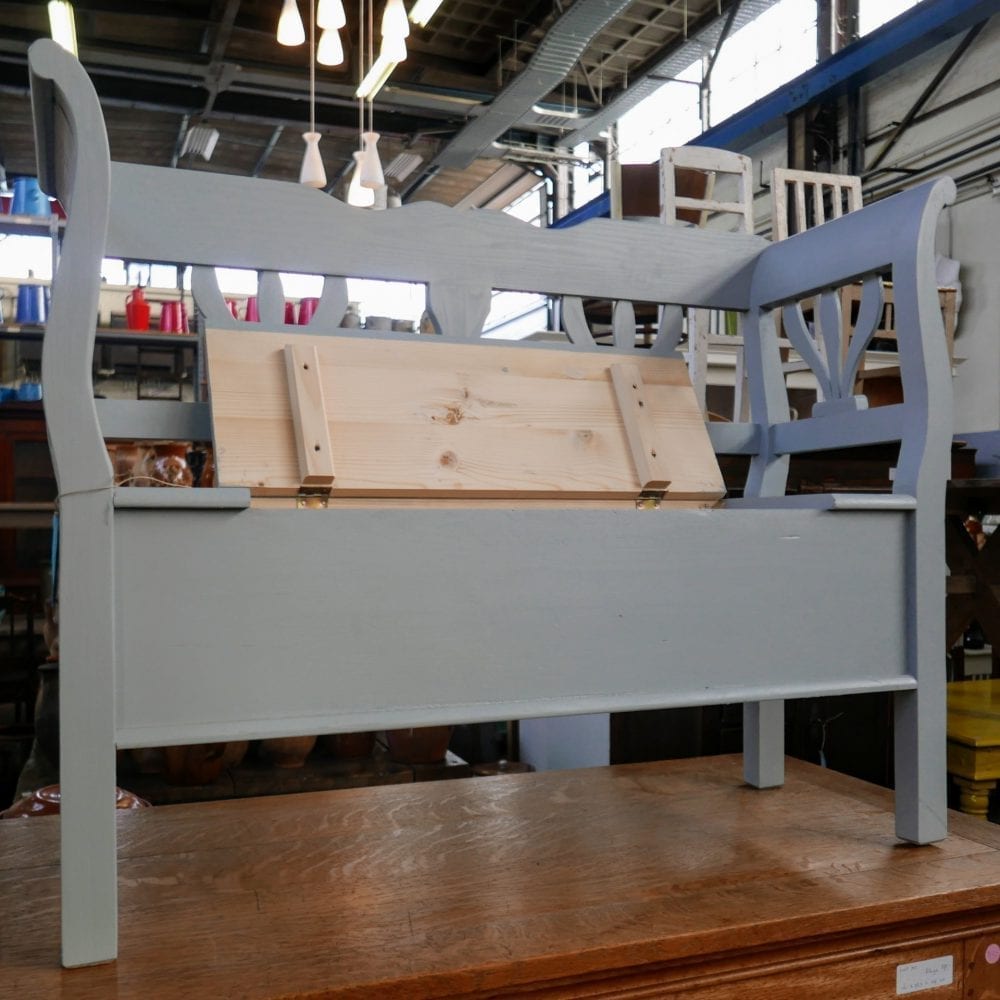 Blauwgrijze houten klepbank - Afbeelding 5