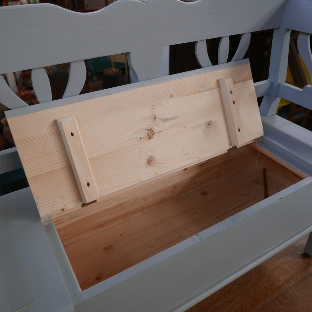 Blauwgrijze houten klepbank - Afbeelding 4