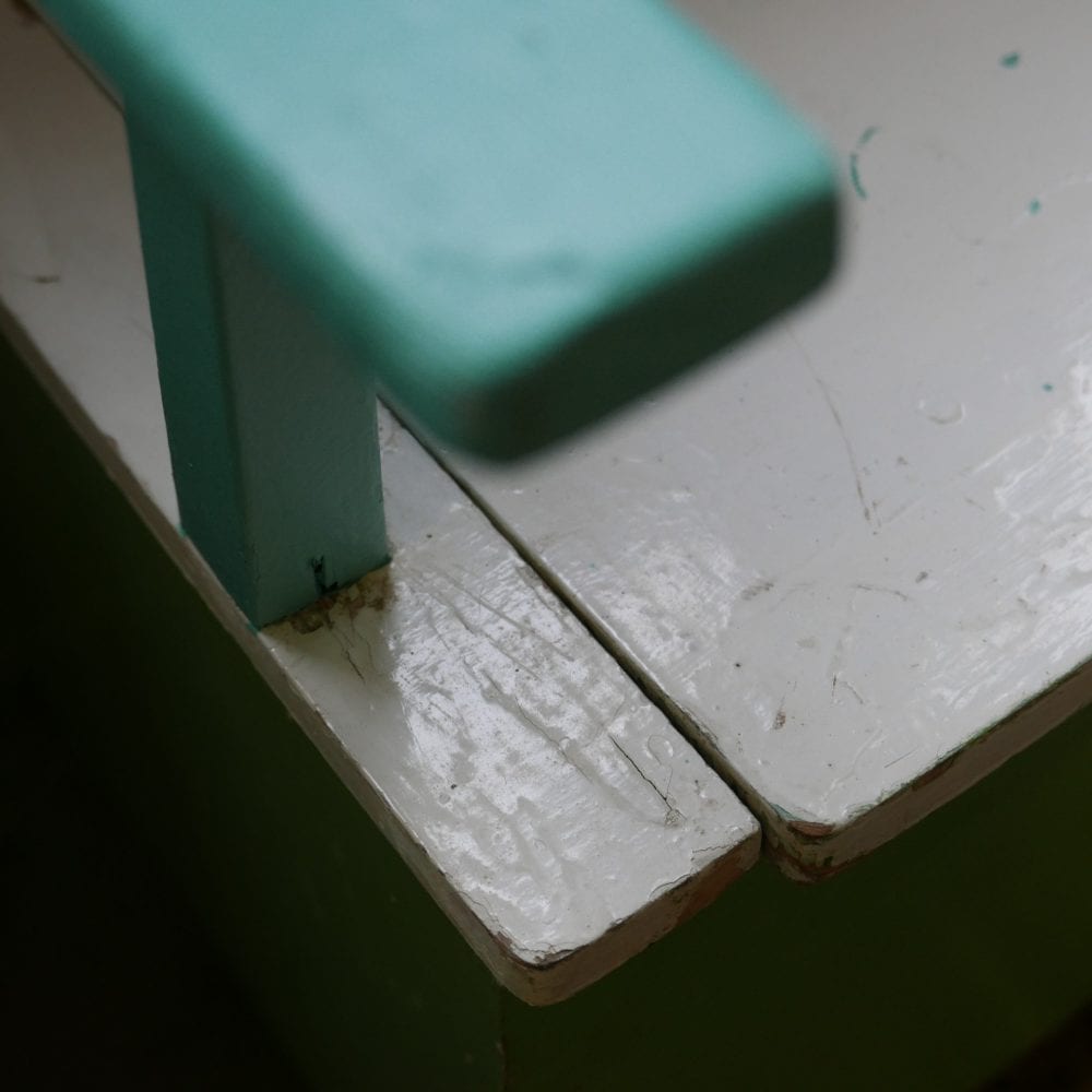 groen-mint kinderbankje