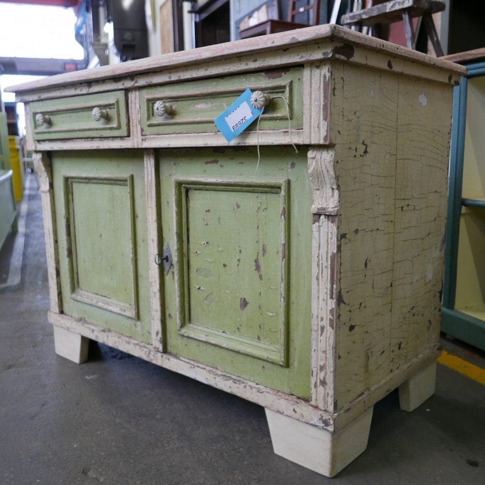 brocante groen-wit kastje