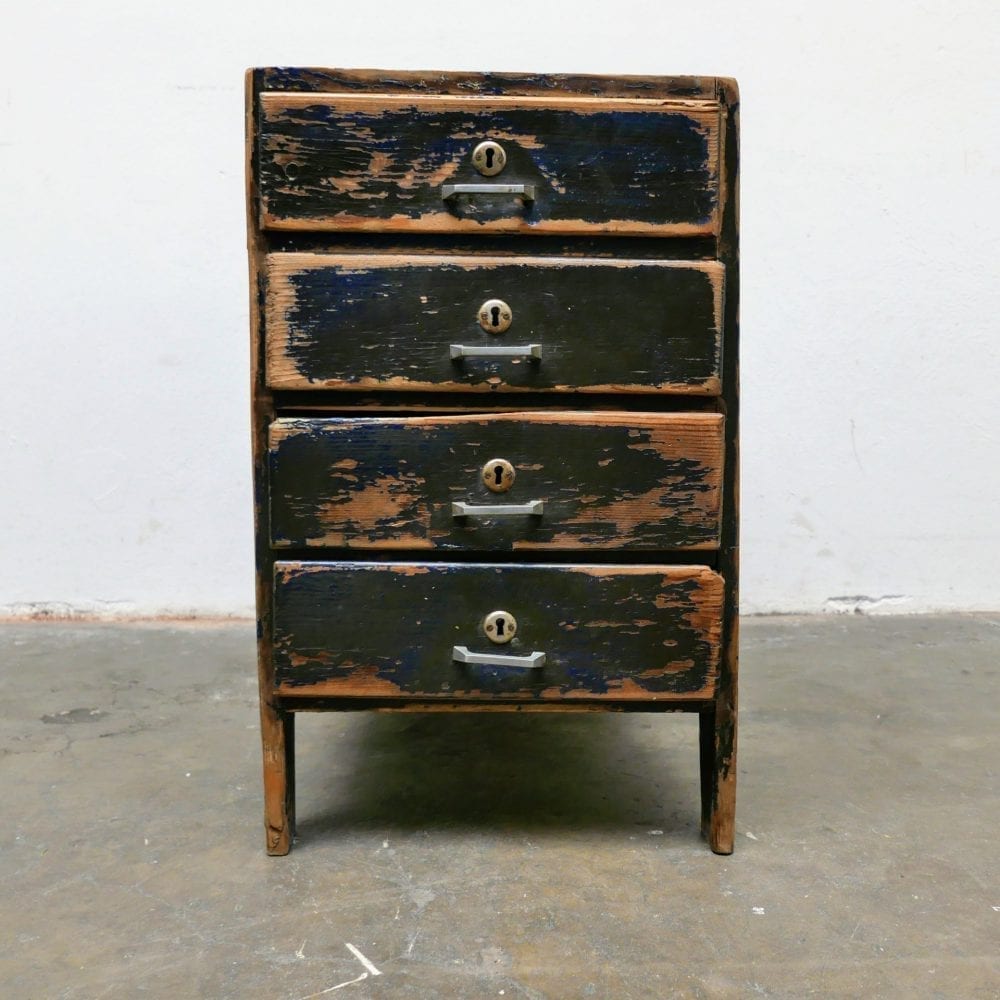 Houten blauwe ladekast