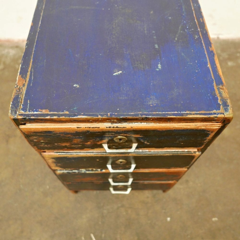 Houten blauwe ladekast - Afbeelding 3