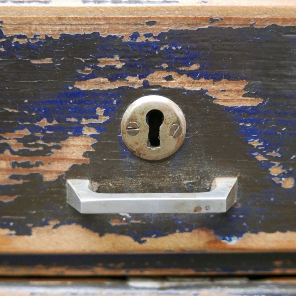 Houten blauwe ladekast - Afbeelding 4