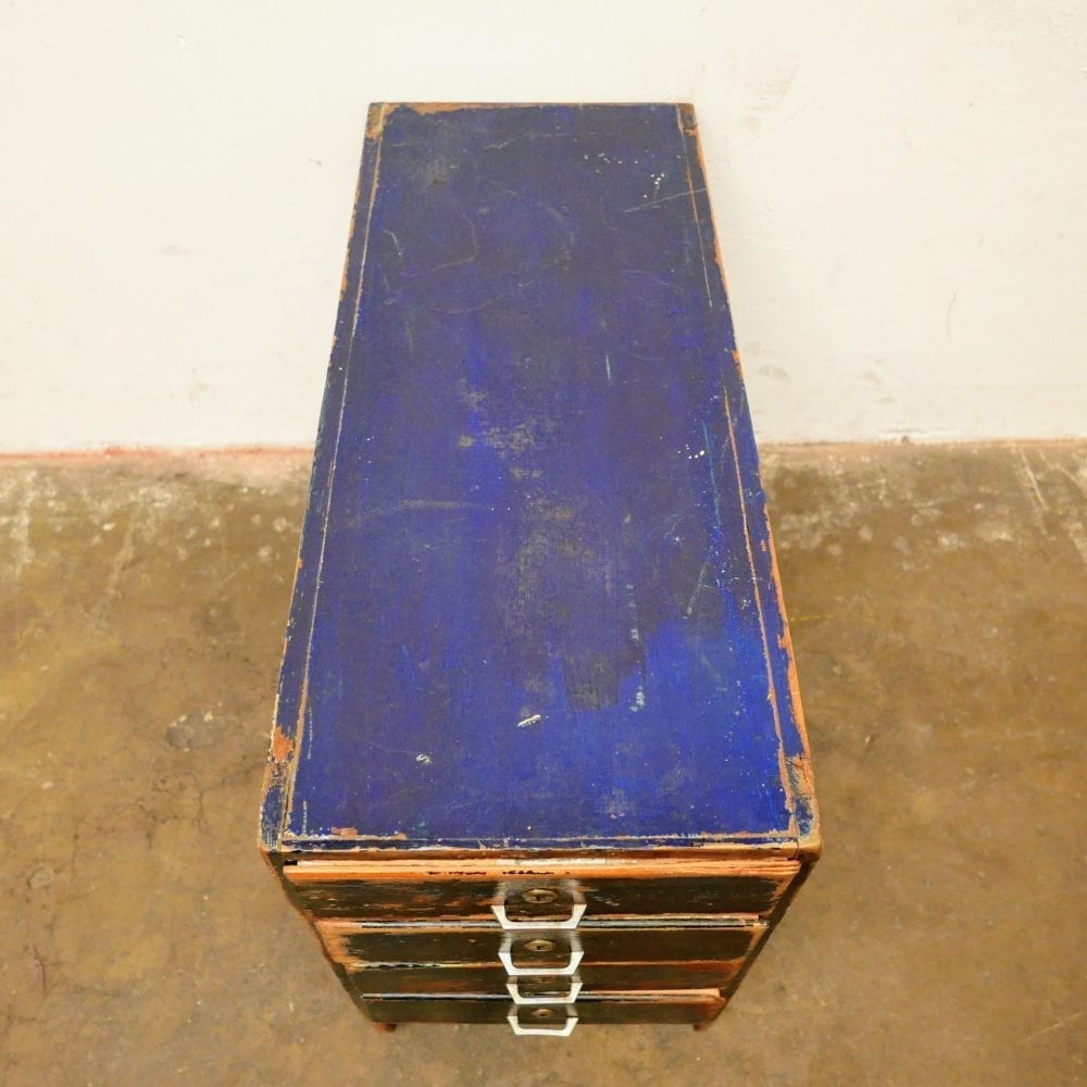 Houten blauwe ladekast - Afbeelding 5