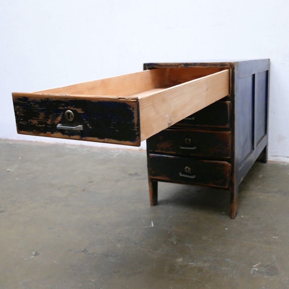 Houten blauwe ladekast - Afbeelding 8