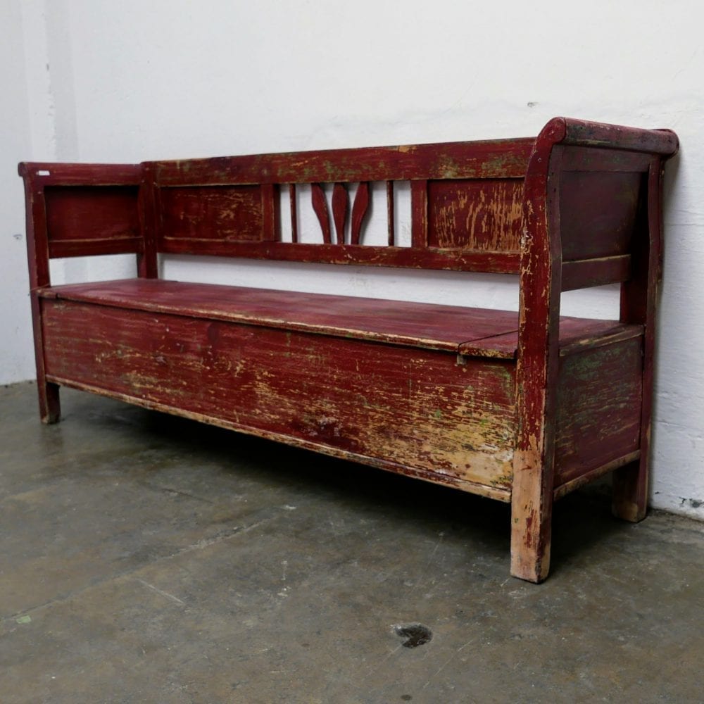 houten roodbruine klepbank