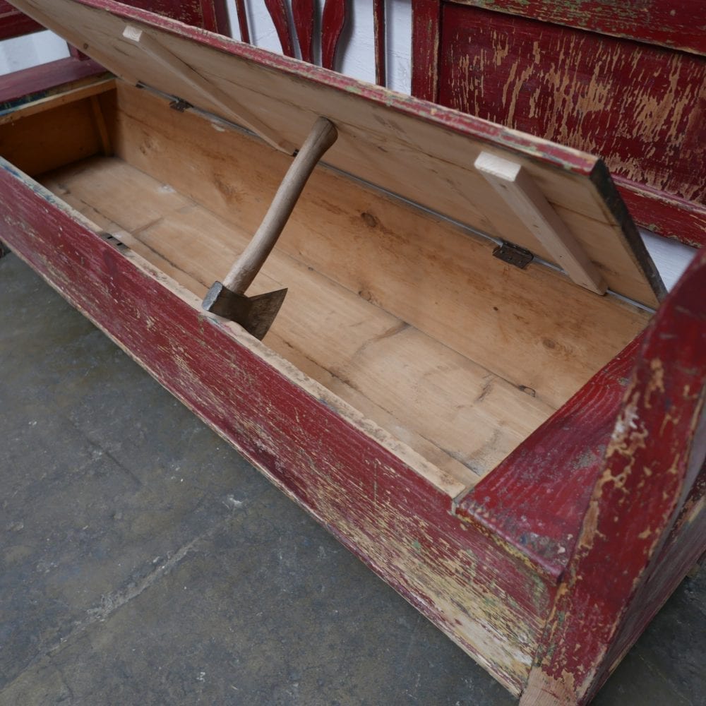 houten roodbruine klepbank