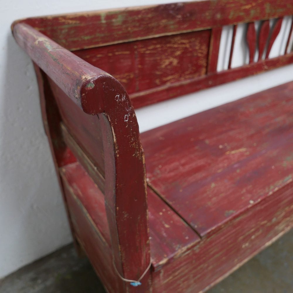 houten roodbruine klepbank