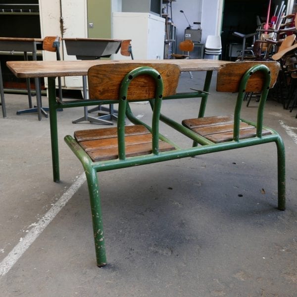 vintage metalen schoolbank