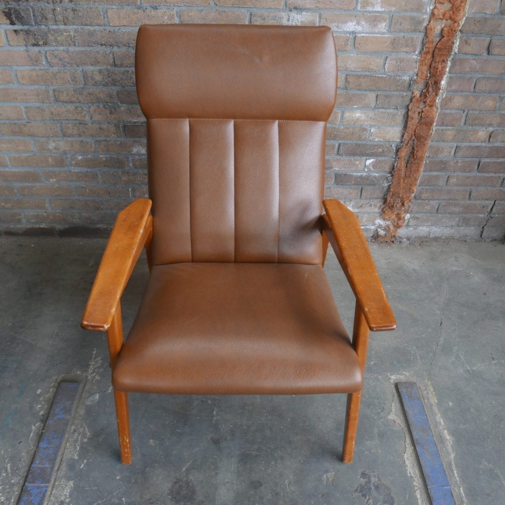 Vintage retro leren stoel