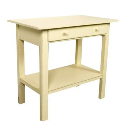 gele eettafel met onderblad