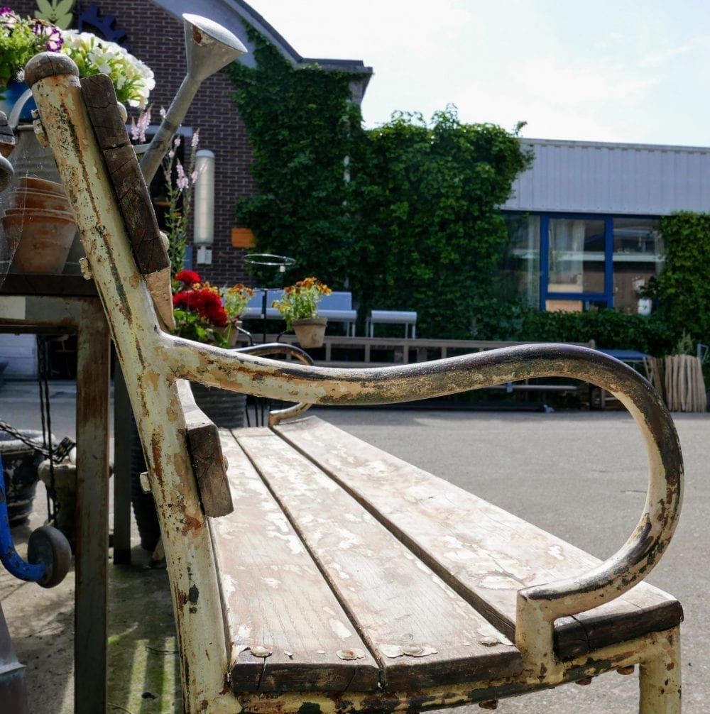 Brocante witte tuinbank - Afbeelding 6