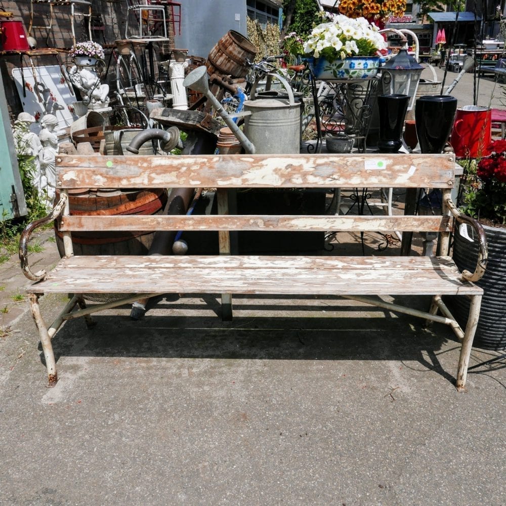 Brocante witte tuinbank - Afbeelding 2