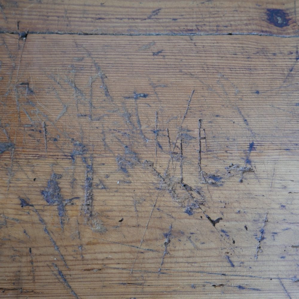 Houten blauwe eettafel