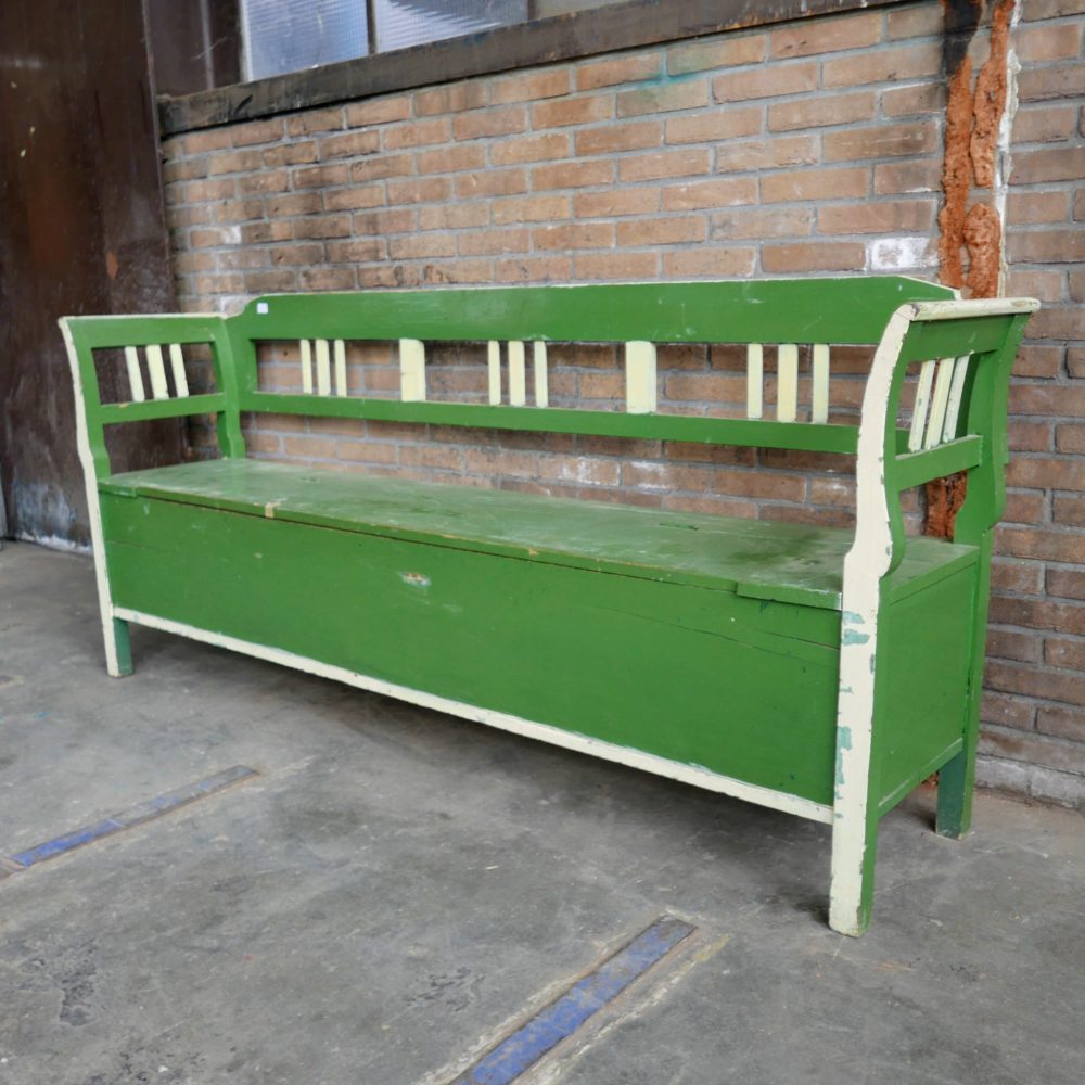 Groene houten klepbank - Afbeelding 2