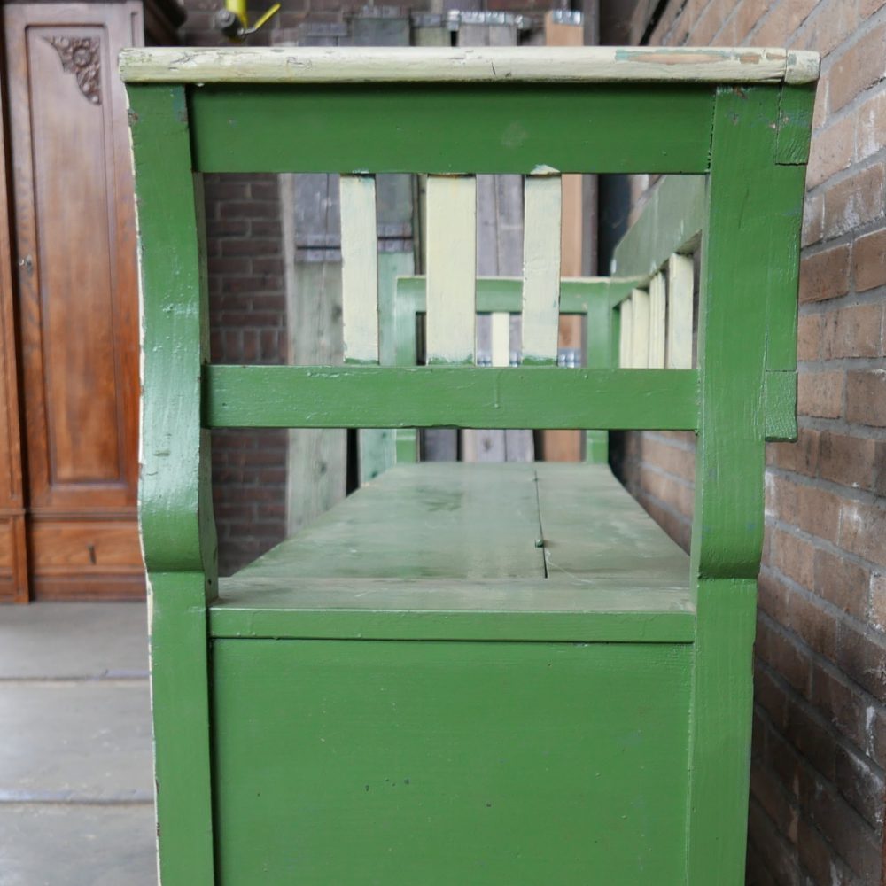 Groene houten klepbank - Afbeelding 3