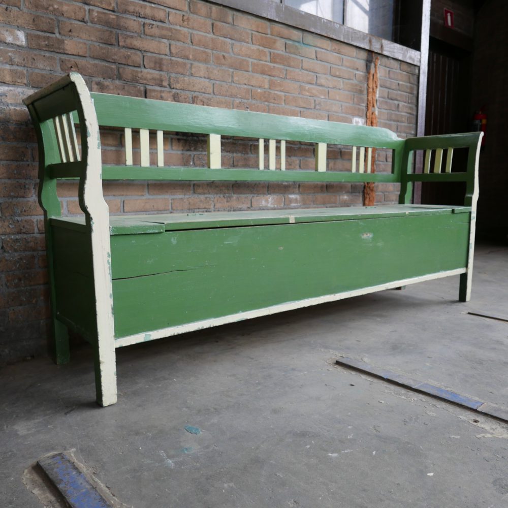 Groene houten klepbank - Afbeelding 5