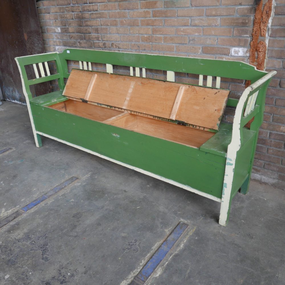 Groene houten klepbank - Afbeelding 9