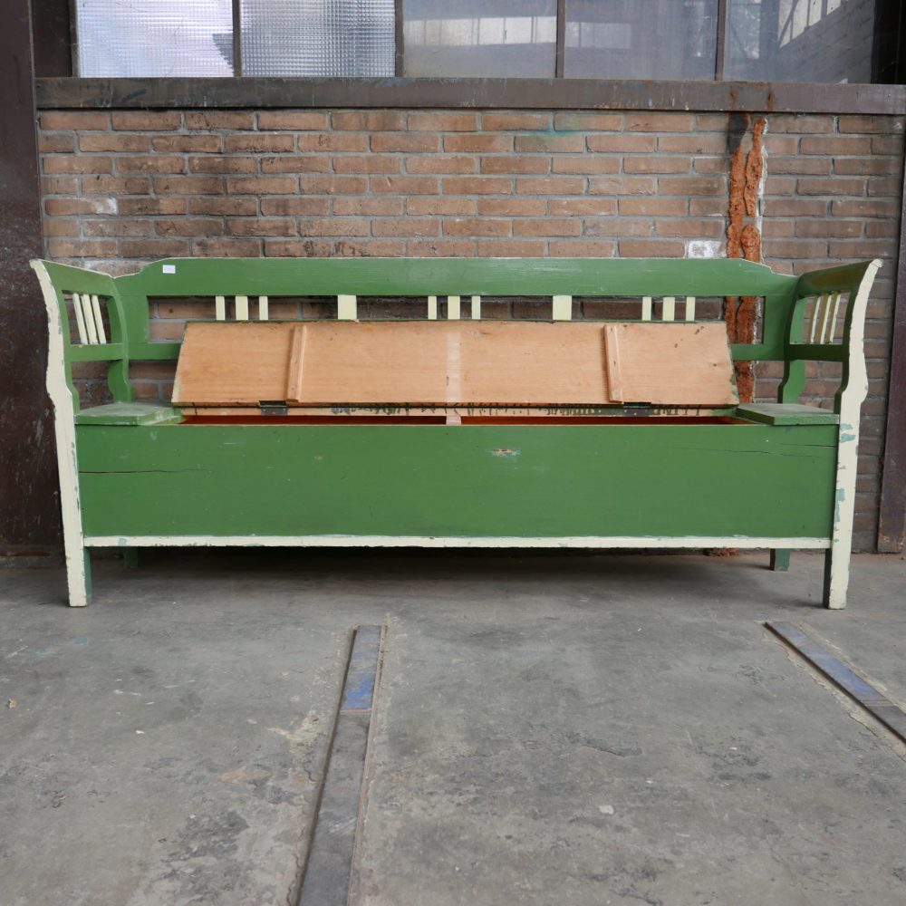Groene houten klepbank - Afbeelding 8