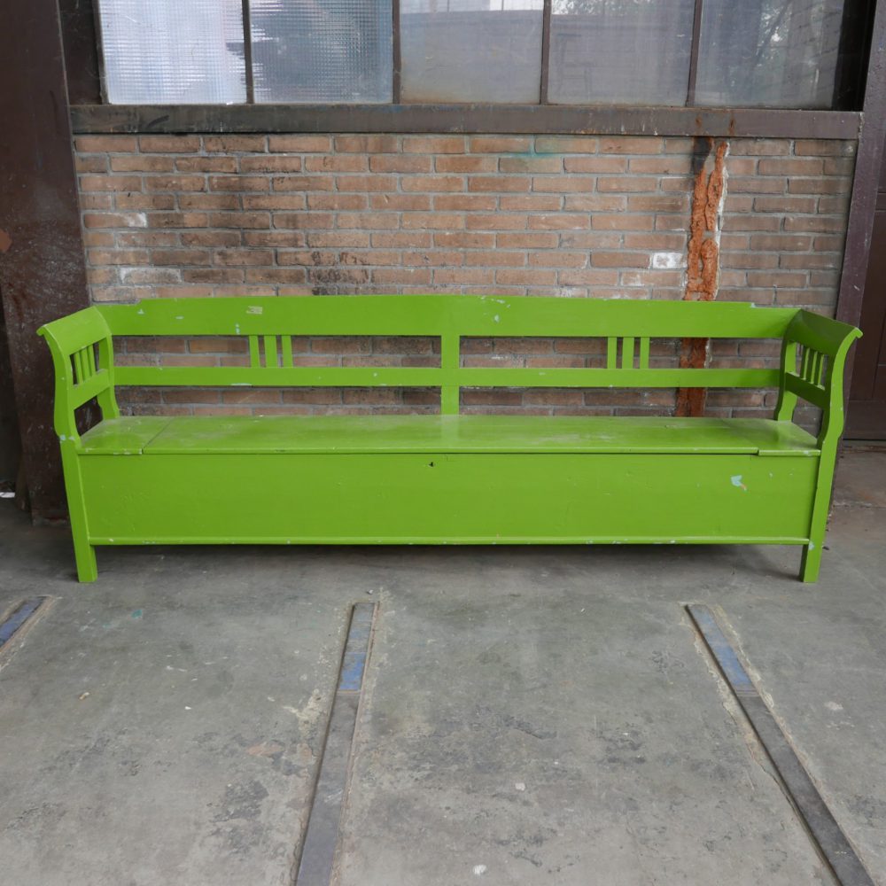 Groene houten klepbank - Afbeelding 3