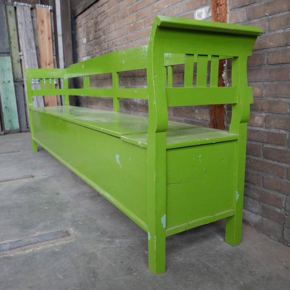 Groene houten klepbank - Afbeelding 4