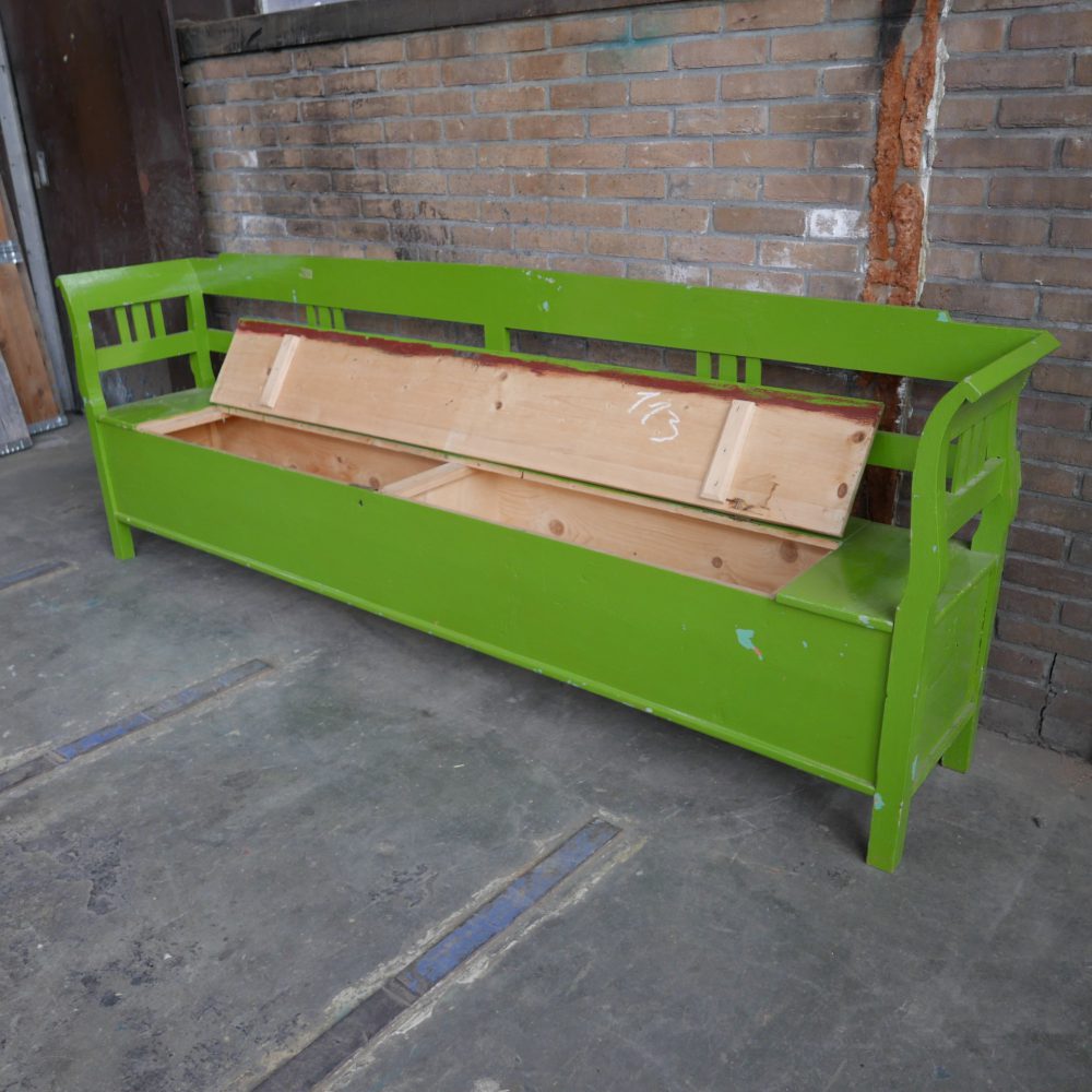 Groene houten klepbank - Afbeelding 7