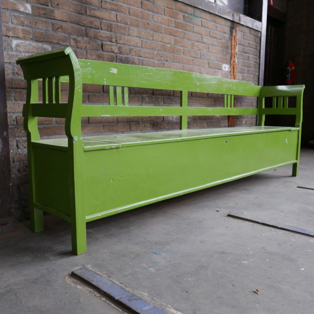 Groene houten klepbank - Afbeelding 2