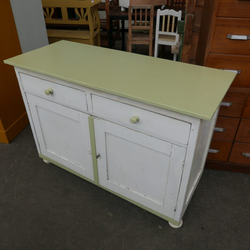 Brocante wit groene commode - Afbeelding 7