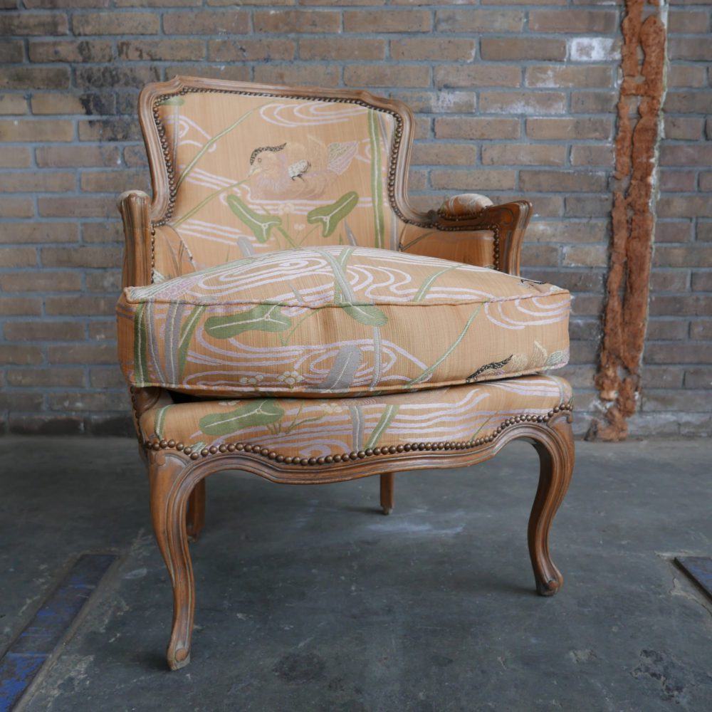 Barok fauteuil met vogelprint