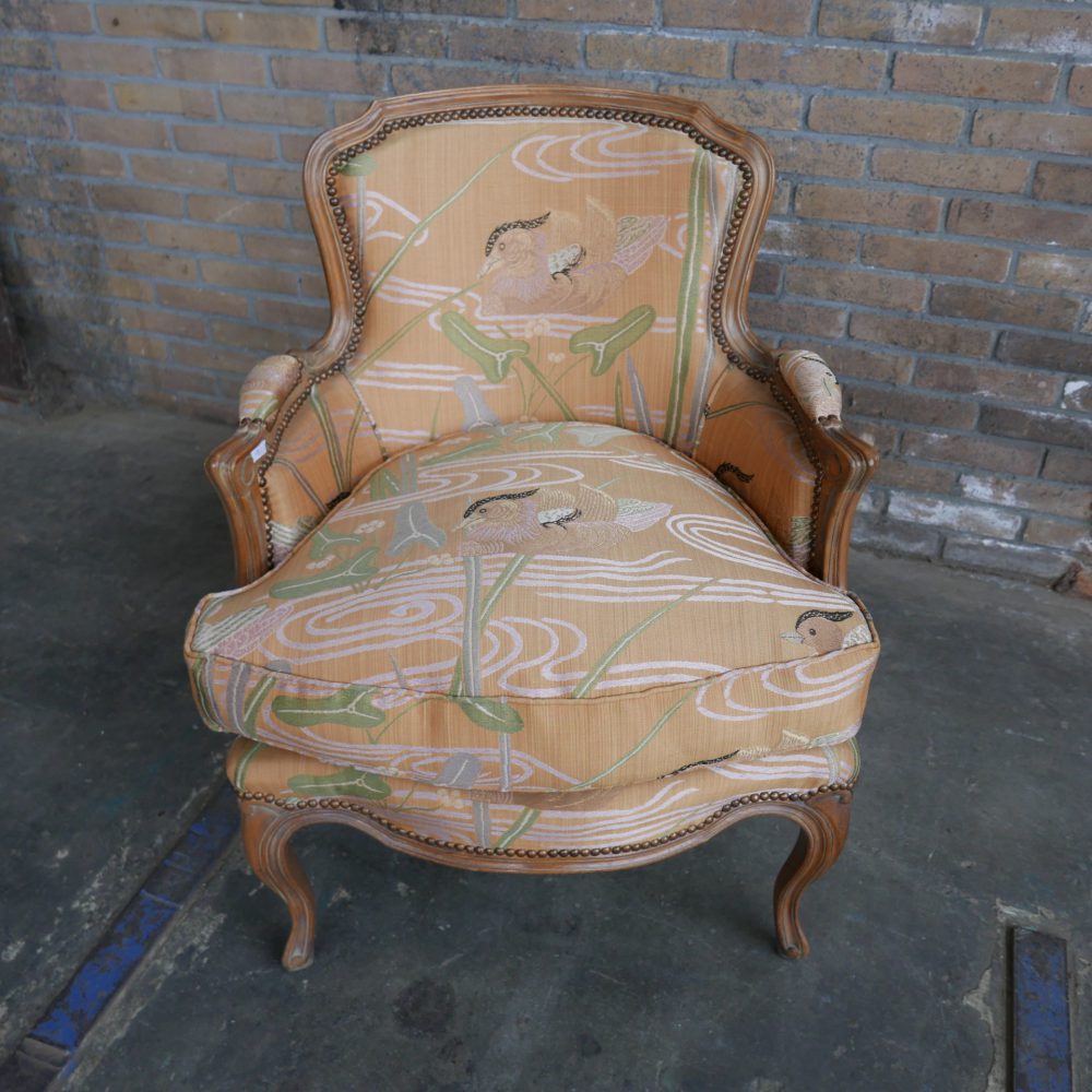 Barok fauteuil met vogelprint