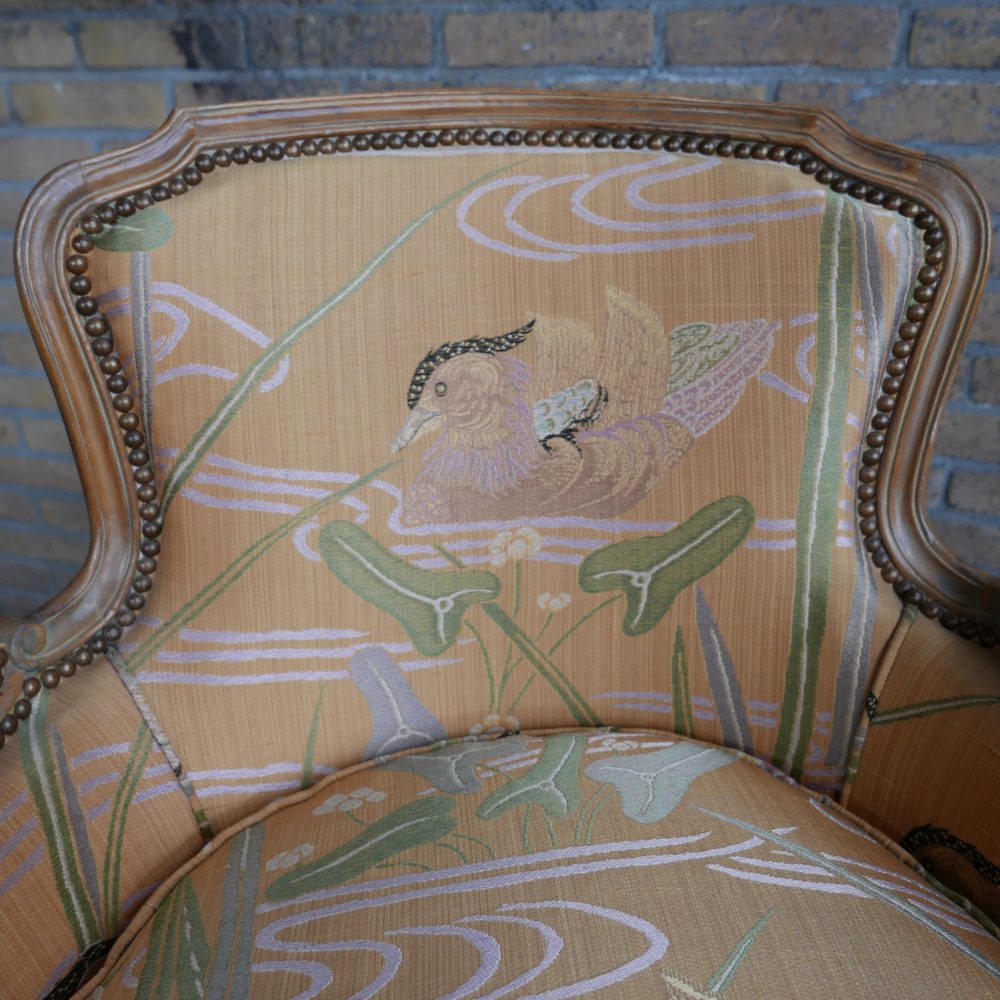 Barok fauteuil met vogelprint